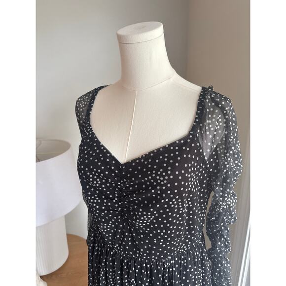 NWT Torrid Mini Mesh Long Sleeve Ruched Skater Dress Black Dot Size Medium - Picture 6 of 11